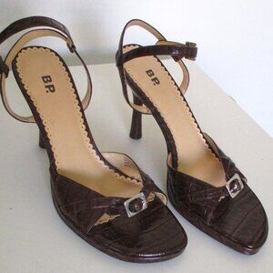 BP. "Reece" Womens Brown Croco Leather Ankle-Strap 4" Heel Sandal NWOB-Size 7.5M